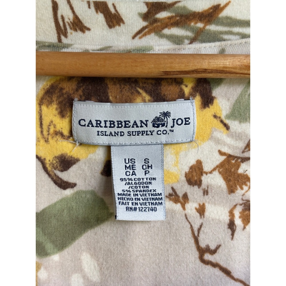 Caribbean Joe Womens Tropical Floral Square Neck Crochet Trim 3/4 Sleeve Top S - Picture 4 of 7